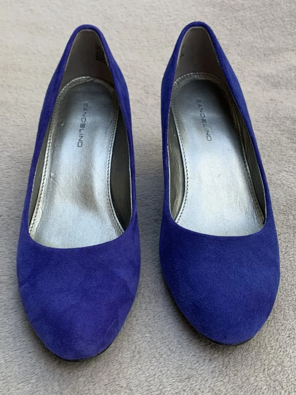 Bandolino Transpose Blue Suede Demi Wedges Sz 7.5